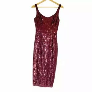 JAYGODFREY Burgandy Sequin Sexy Party  Dress